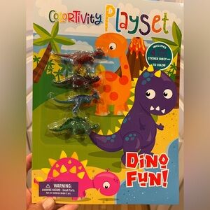 Set of 4 Dino Colortivity coloring book w 4 dinosaurs on each book cover to play